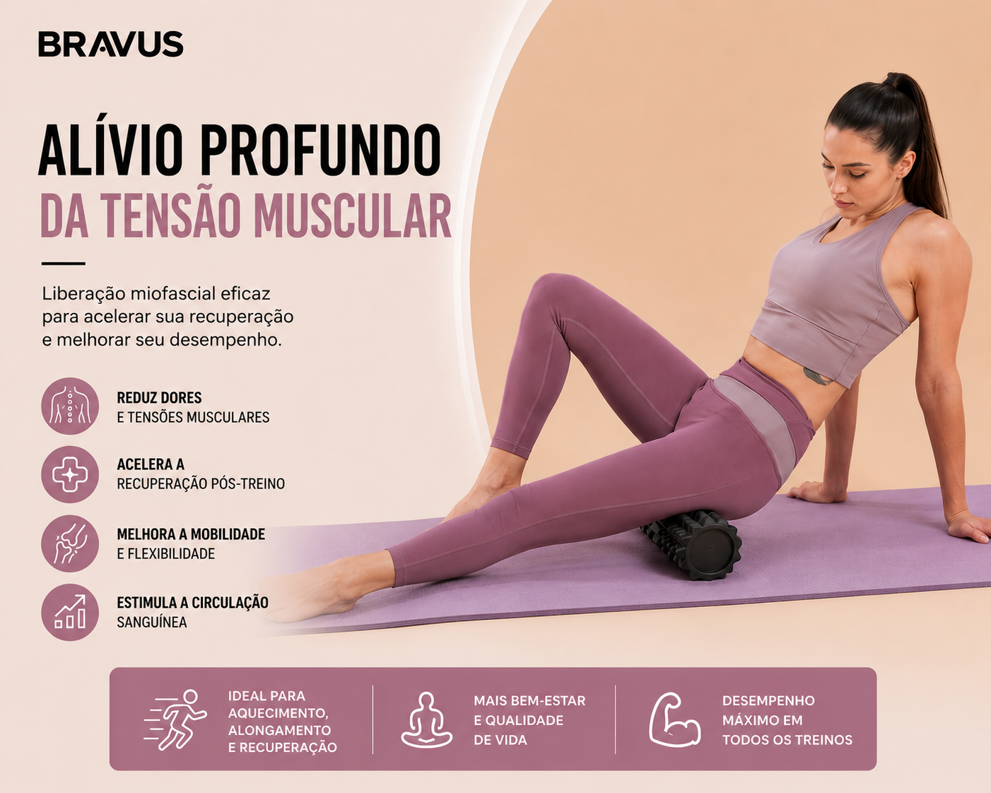 Rolo de Liberação Miofascial para Recuperação Muscular
