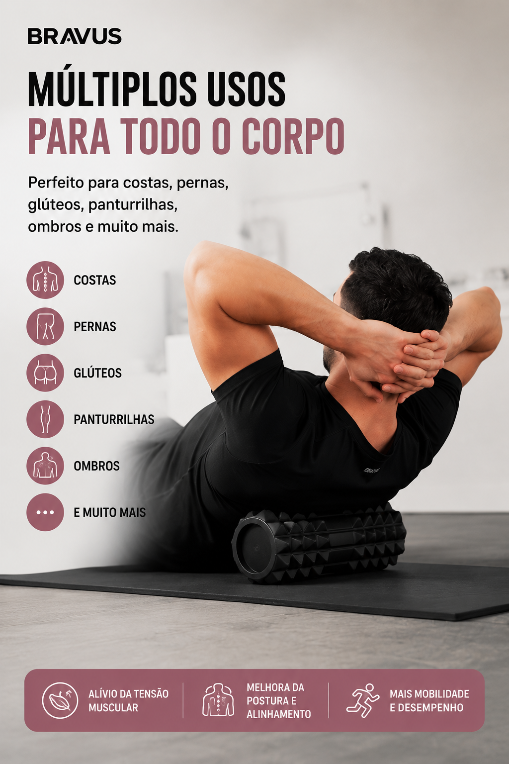 Rolo de Liberação Miofascial para Recuperação Muscular