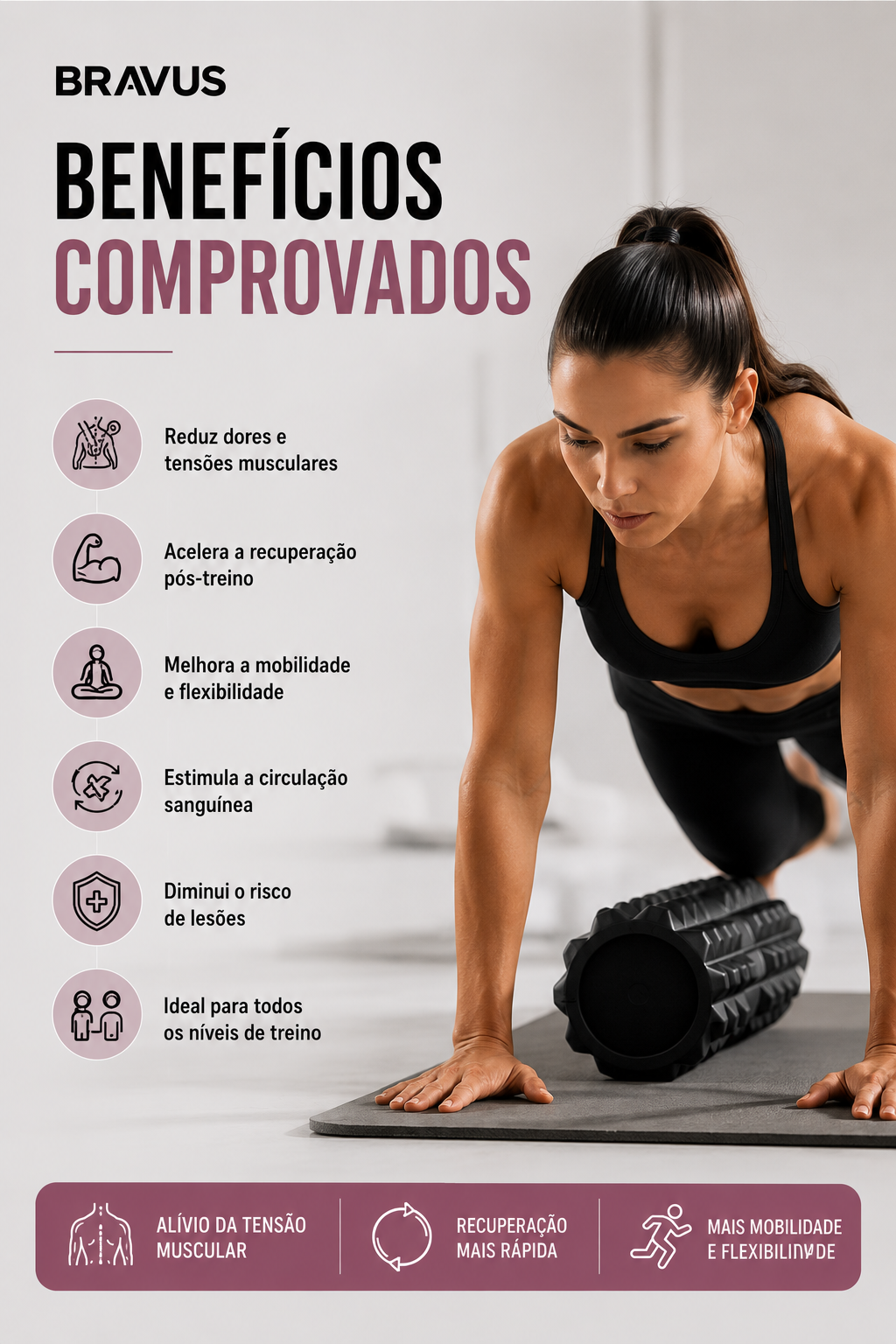 Rolo de Liberação Miofascial para Recuperação Muscular