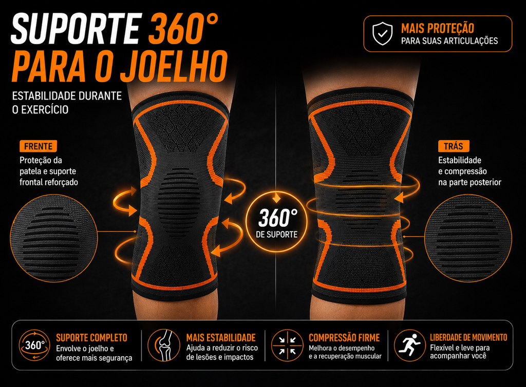 Joelheira de Compressão Esportiva para Proteção e Suporte