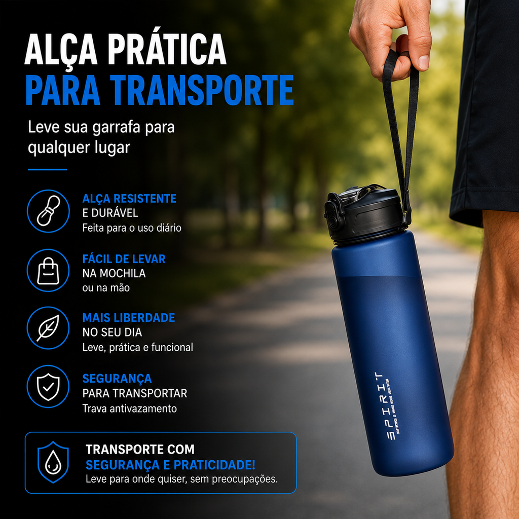 Garrafa Esportiva 750ml com Canudo e Trava de Segurança