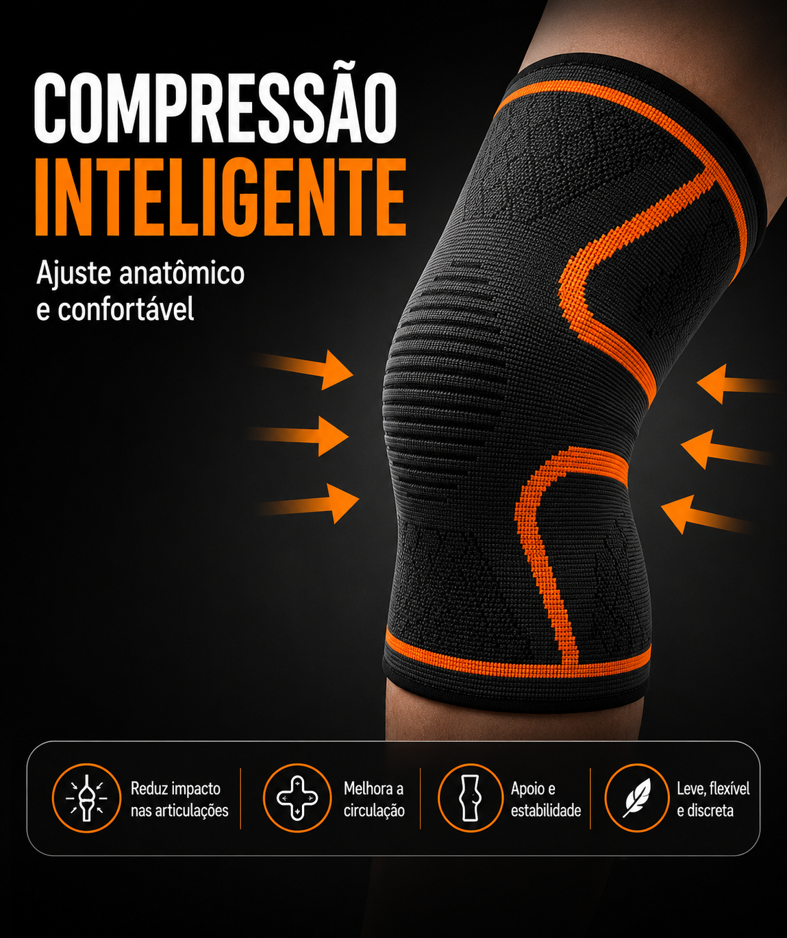 Joelheira de Compressão Esportiva para Proteção e Suporte