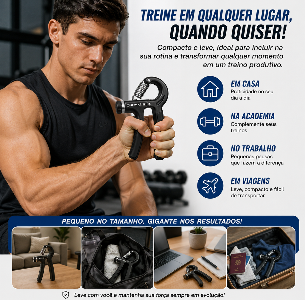 Hand Grip Ajustável 5 a 60 kg – Fortalecedor de Mãos, Punhos e Antebraços