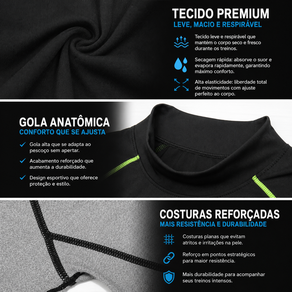 Camisa de Compressão Masculina Manga Longa Dry Fit