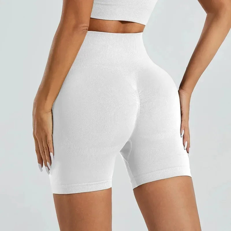 SHORT FITNESS FEMININO CINTURA ALTA SEM COSTURA LEVANTA BUMBUM