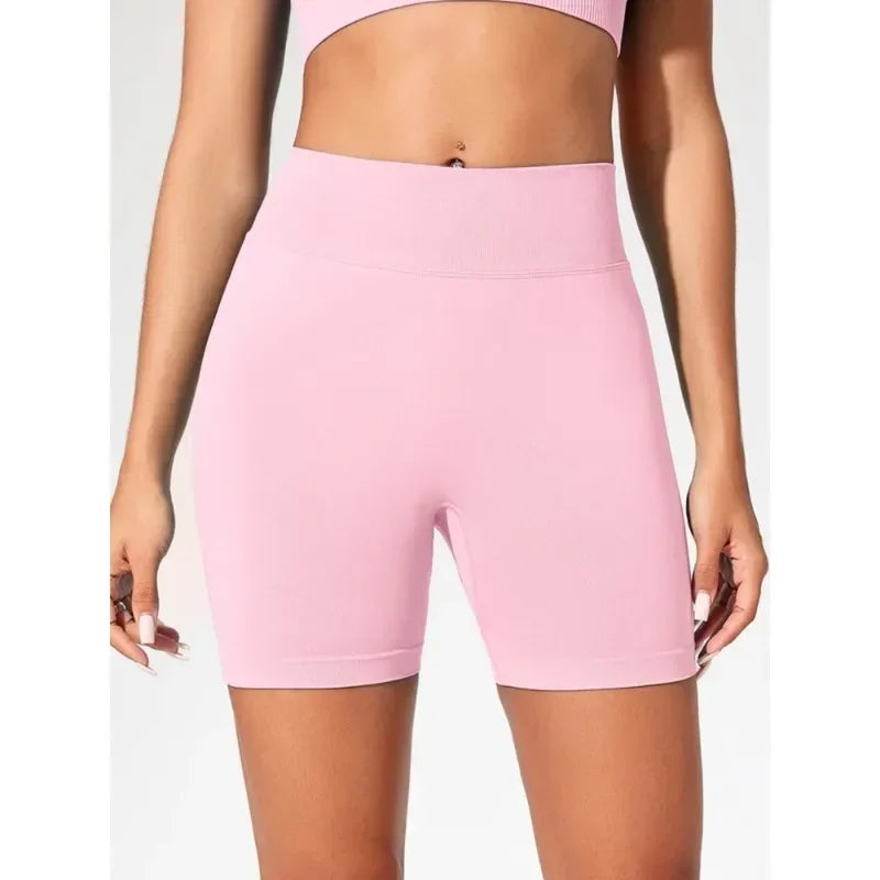 SHORT FITNESS FEMININO CINTURA ALTA SEM COSTURA LEVANTA BUMBUM