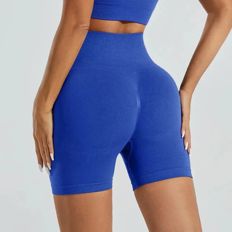 SHORT FITNESS FEMININO CINTURA ALTA SEM COSTURA LEVANTA BUMBUM
