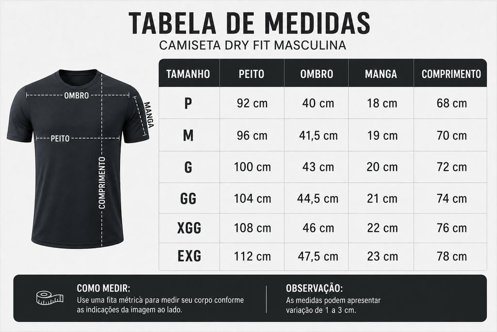 Camiseta Dry Fit Masculina de Secagem Rápida