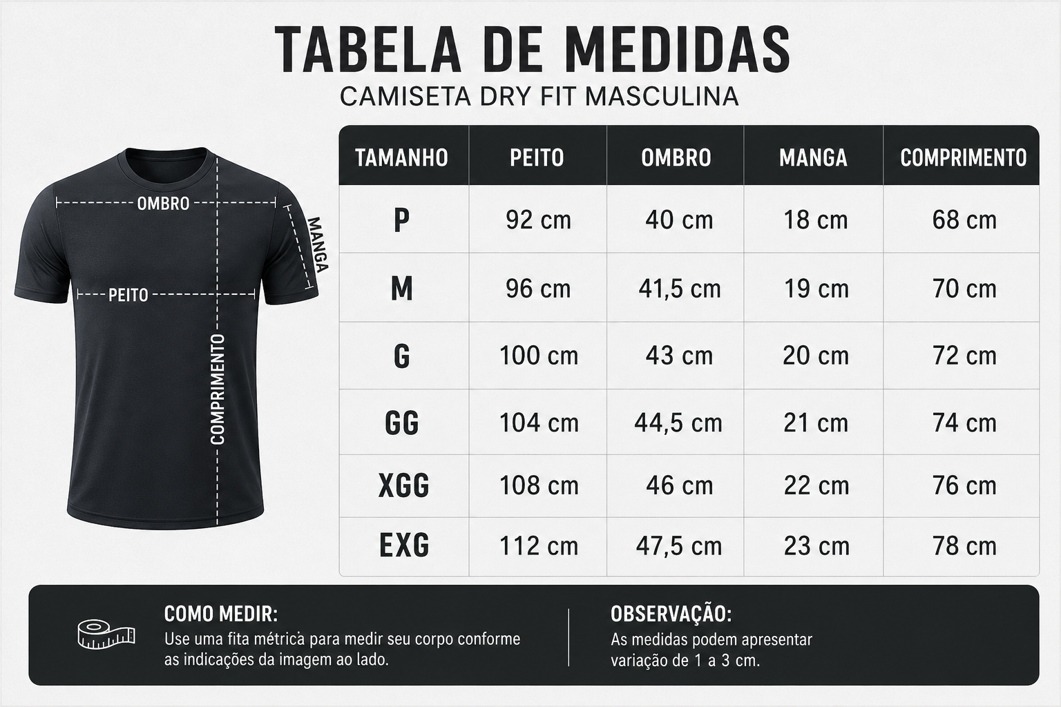 Camiseta Dry Fit Masculina de Secagem Rápida