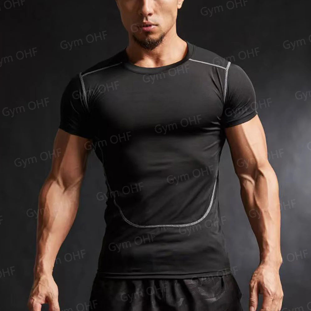 Camiseta Masculina de Compressão Dry Fit Manga Curta