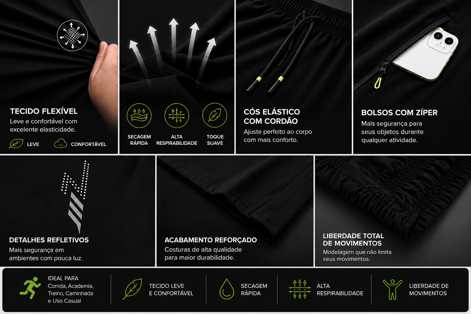 Bermuda Esportiva Masculina com Bolso Zíper