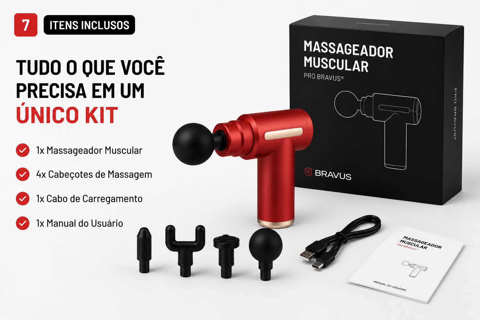 Massageador Muscular Profissional Portátil - Recuperação e Relaxamento