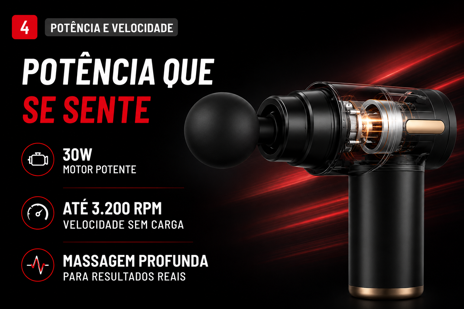 Massageador Muscular Profissional Portátil - Recuperação e Relaxamento